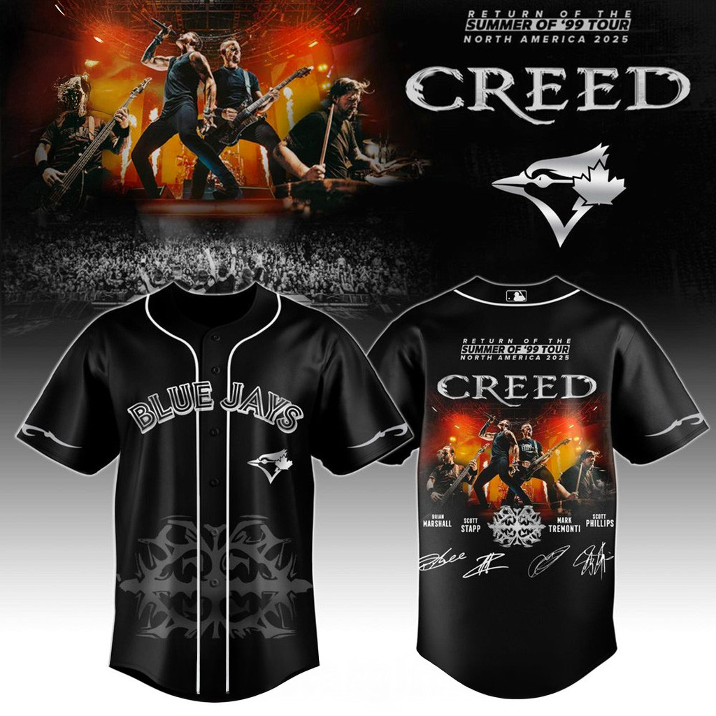 Toronto Blue Jays X Creed Summer Of 99 And Beyond Tour 2025 Jersey Jays Merch Gift For Fans-1