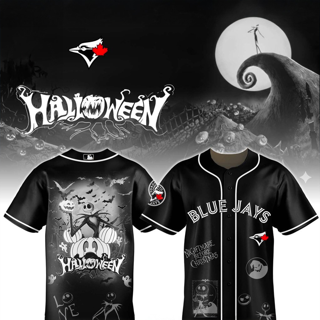 Toronto Blue Jays X The Nightmare Halloween Day Jersey Jays Merch Gift For Baseball Fans-1