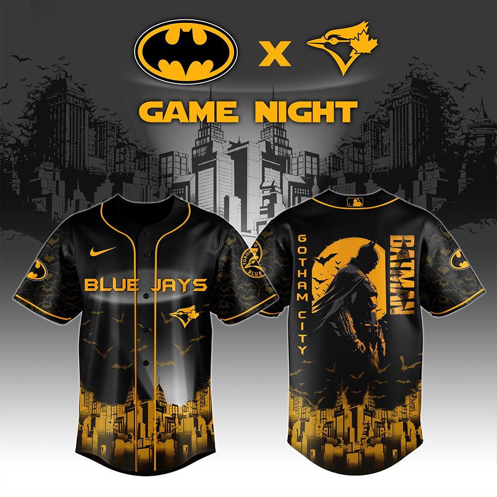 Toronto Blue Jays x DC Batman Game Night Jersey Gift Ideas For Baseball Fans-1