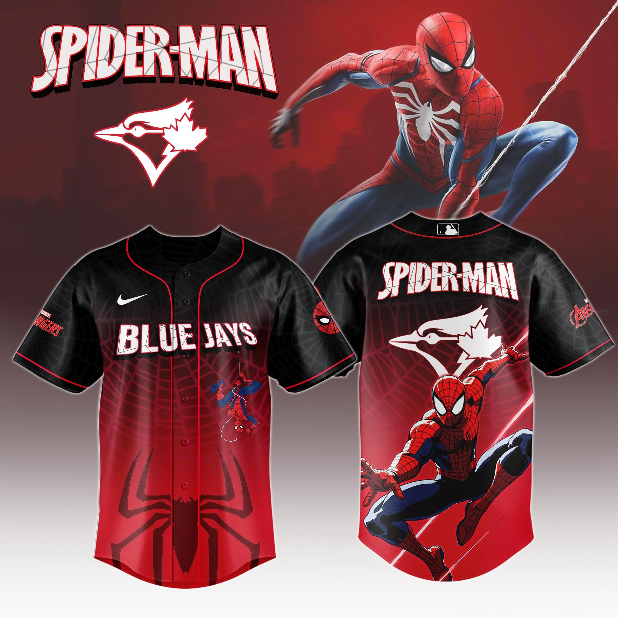 Toronto Blue Jays x Spider Man Game Night Special Edition Jersey Toronto Blue Jays Merch-1
