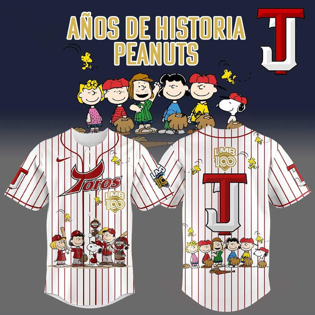 Toros de Tijuana x Peanuts LMB 100th Anniversary Baseball Jersey Gifts For Son-1