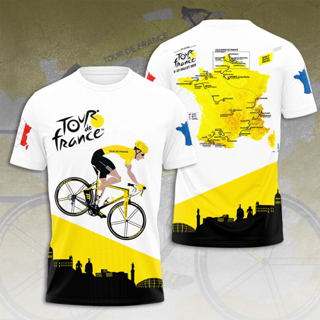 Tour De France 2025 White T-Shirt Gift Ideas For Fans-1