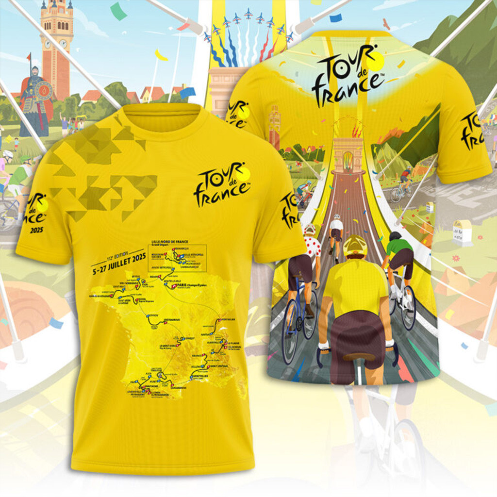 Tour De France 2025 Yellow T-Shirt Gift Ideas For Racers-1