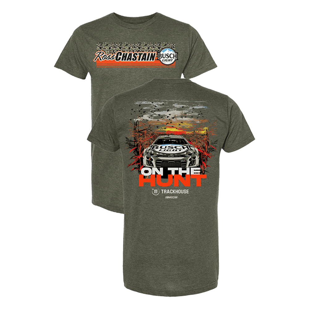 Trackhouse Merch Ross Chastain 1 Busch Light Camo T-Shirt Cool Gifts For Dad-1