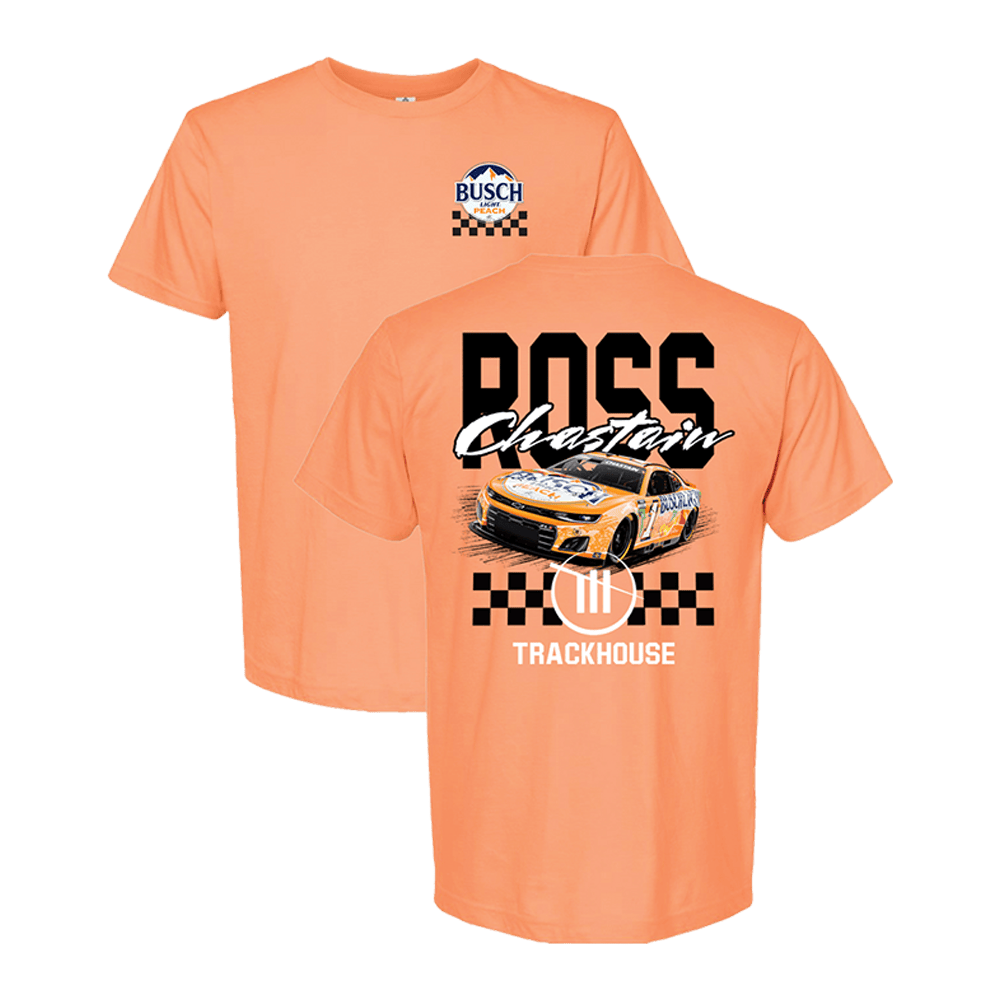 Trackhouse Merch Ross Chastain 1 Busch Light Peach T-Shirt Fathers Day Delivery Gifts-1