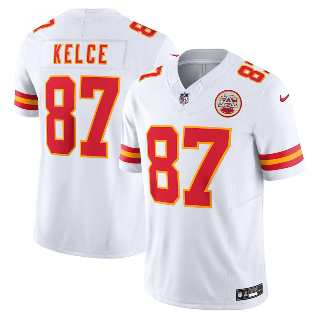 Travis Kelce White Kansas City Chiefs Vapor FUSE Jersey Chiefs Merch Gifts For Football Fan-1