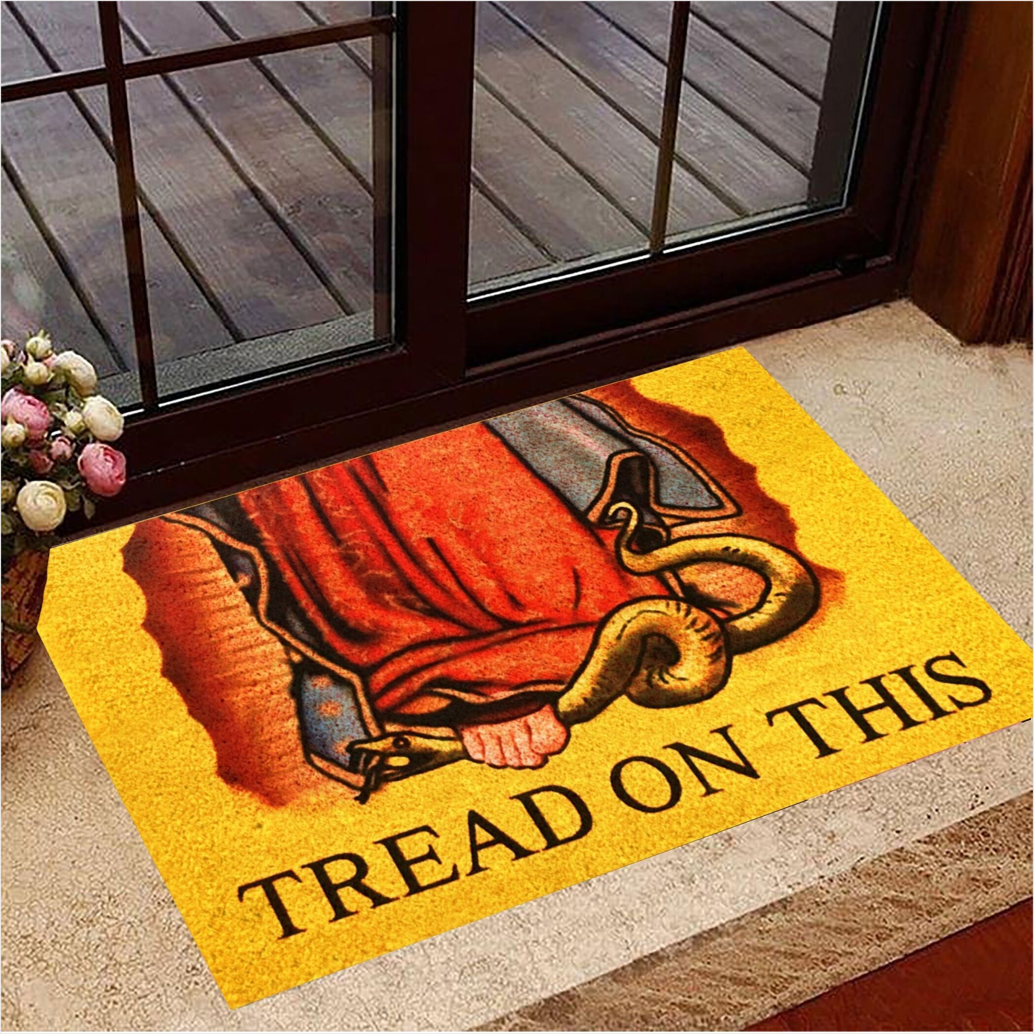 Tread On This Doormat Jesus Foot Stepped On Snake Doormat Inside Decor Gifts For Friends-1