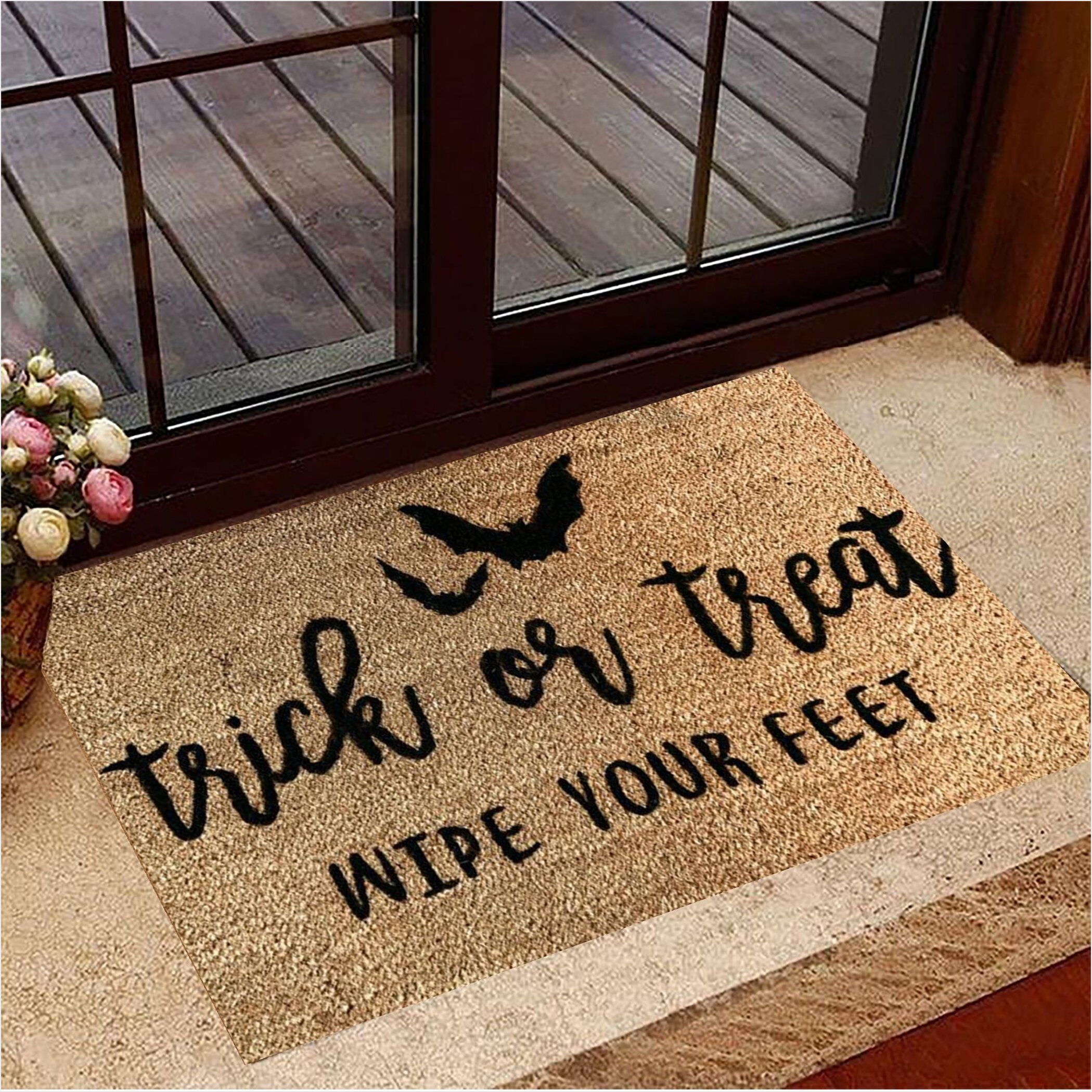 Trick Or Treat Wipe Your Feet Halloween Doormat Halloween Welcome Mat Front Door Mat-1