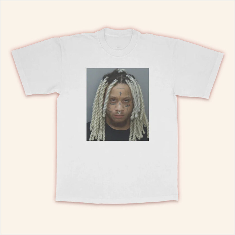 Trippie Redd Merch Mugshot White T-Shirt Best Birthday Birthday Gift For Fans Gifts For Besties-1