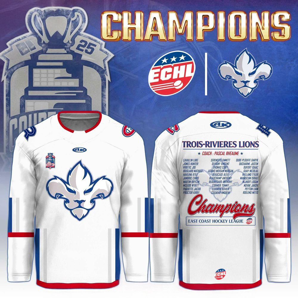 Trois Rivieres Lions 2025 Kelly Cup Champions Hockey Jersey Presents For Hockey Fans-1