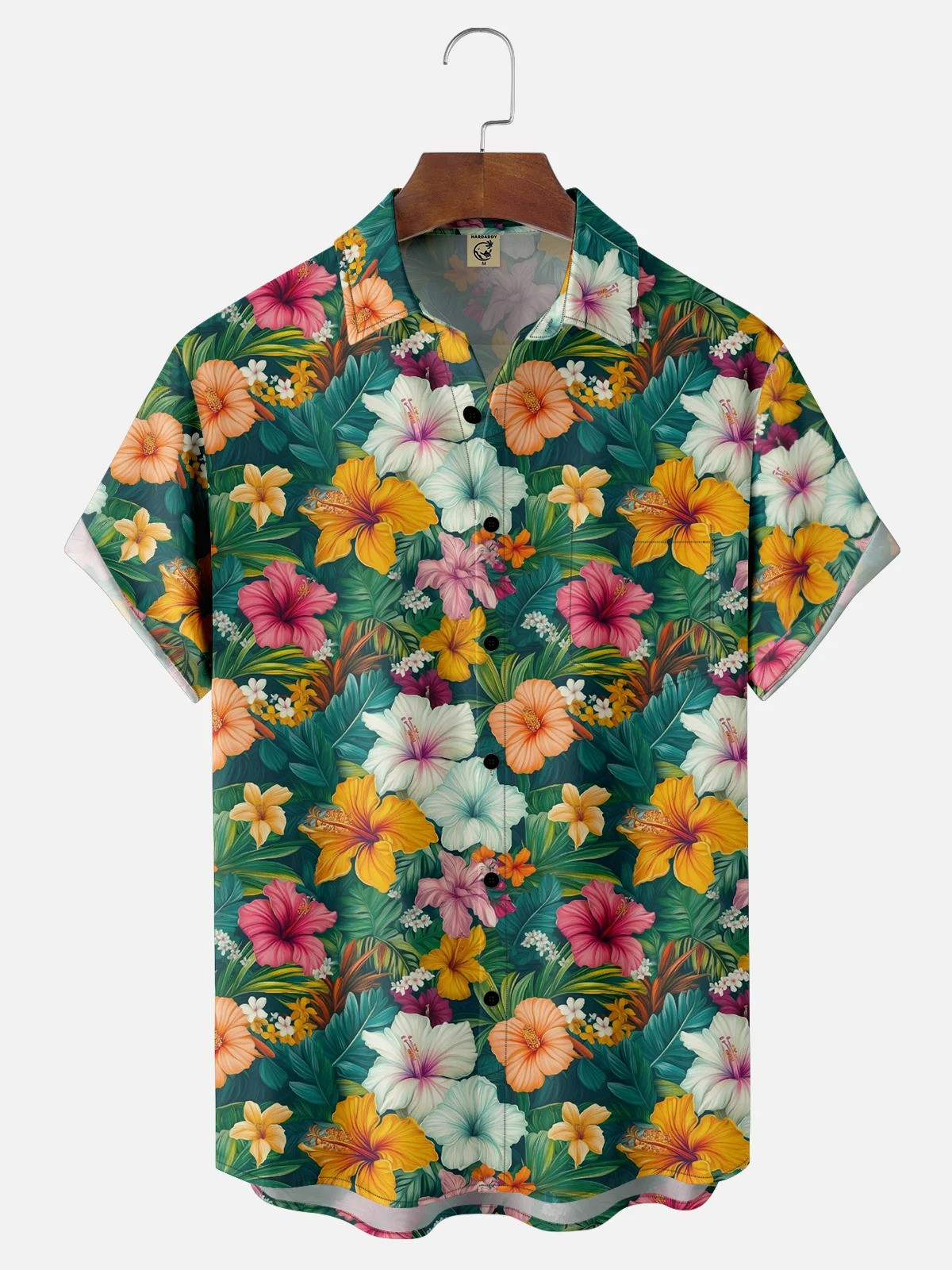 Tropical Floral Chest Pocket Hawaiian Shirt-1