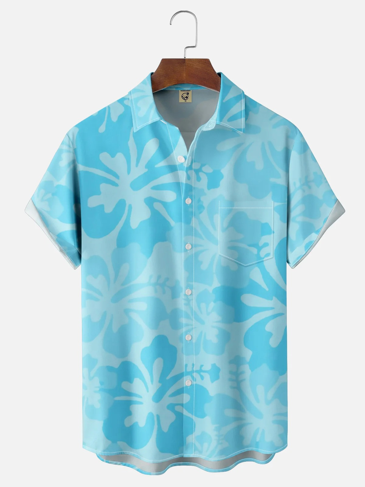 Tropical Hibiscus Floral Chest Pocket Hawaiian Shirt-1