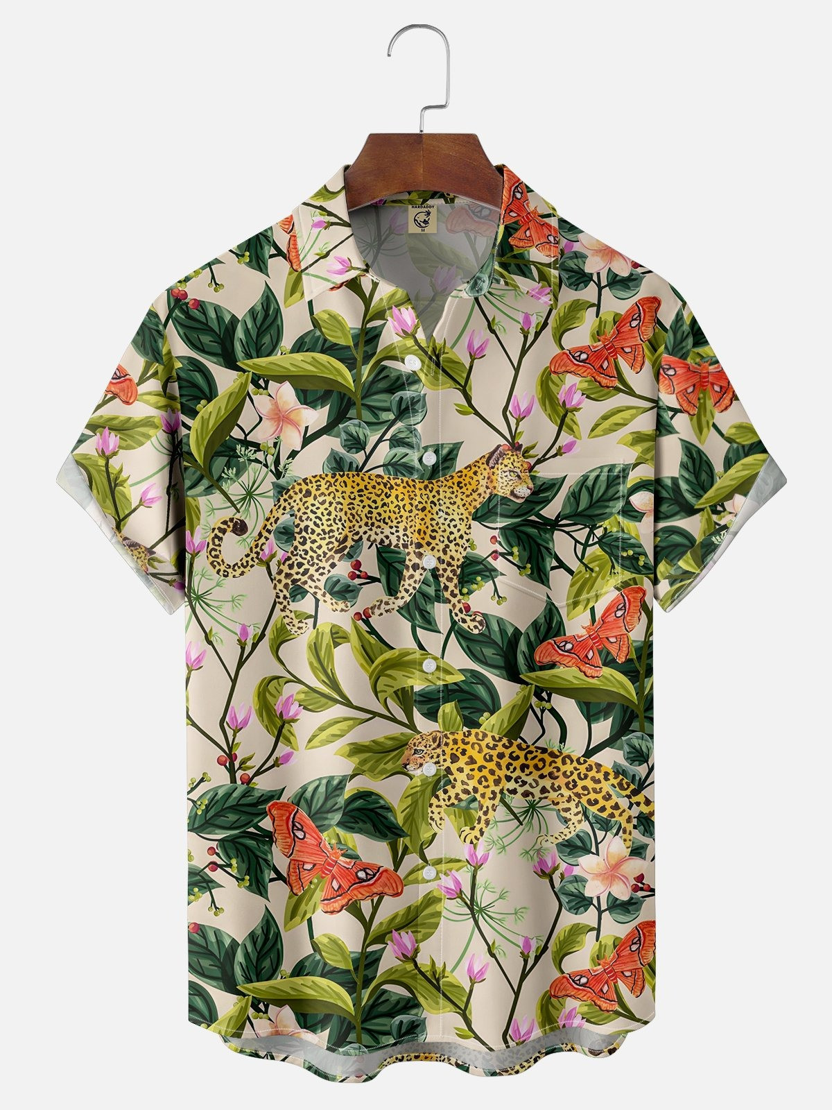Tropical Leopard Chest Pocket Hawaiian Shirt-1