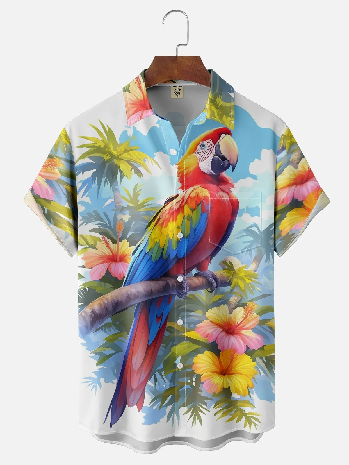 Tropical Parrot Chest Pocket Hawaiian Shirt-1