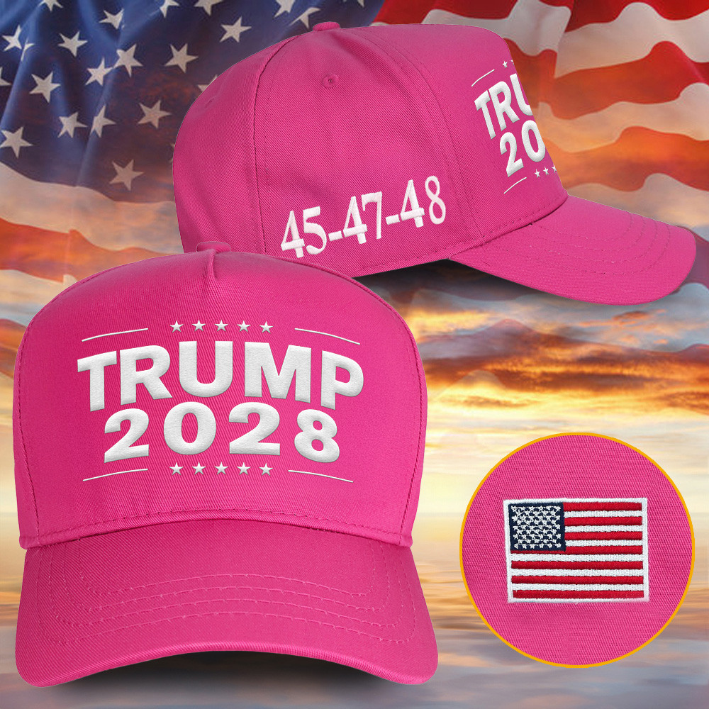 Trump 2028 Hat Embroidered Pink 45-47-48 2028 Trump Hat Trump Merch Store Fathers Day Gifts-1
