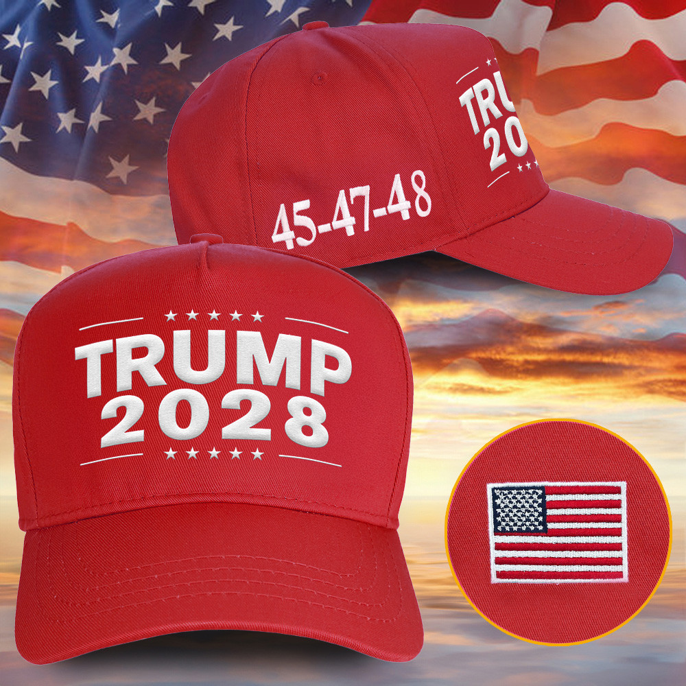 Trump 2028 Hat Embroidered Red 2028 Trump Hat Trump Merch Store Father's Day Gifts For Husband-1