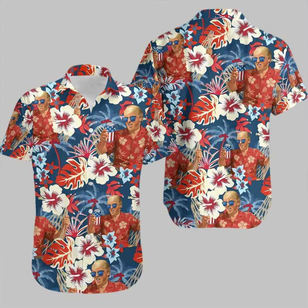 Trump 4th Of July Hawaiian Shirt President Donald Trump 2025 45-47 Merch Aloha Shirt Dad Gifts-1