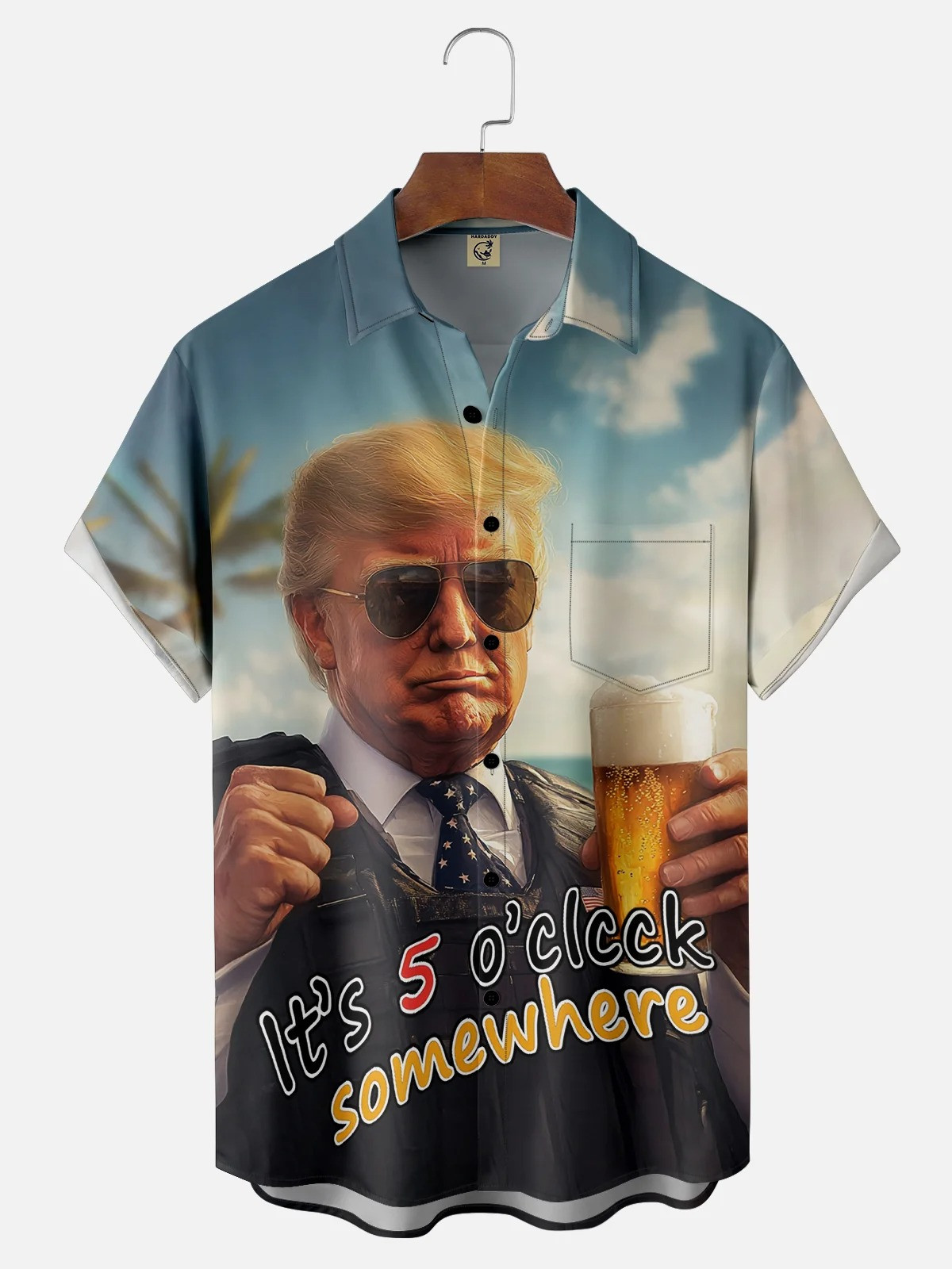 Trump Art It's 5 o'clock Chest Pocket Casual Shirt-1