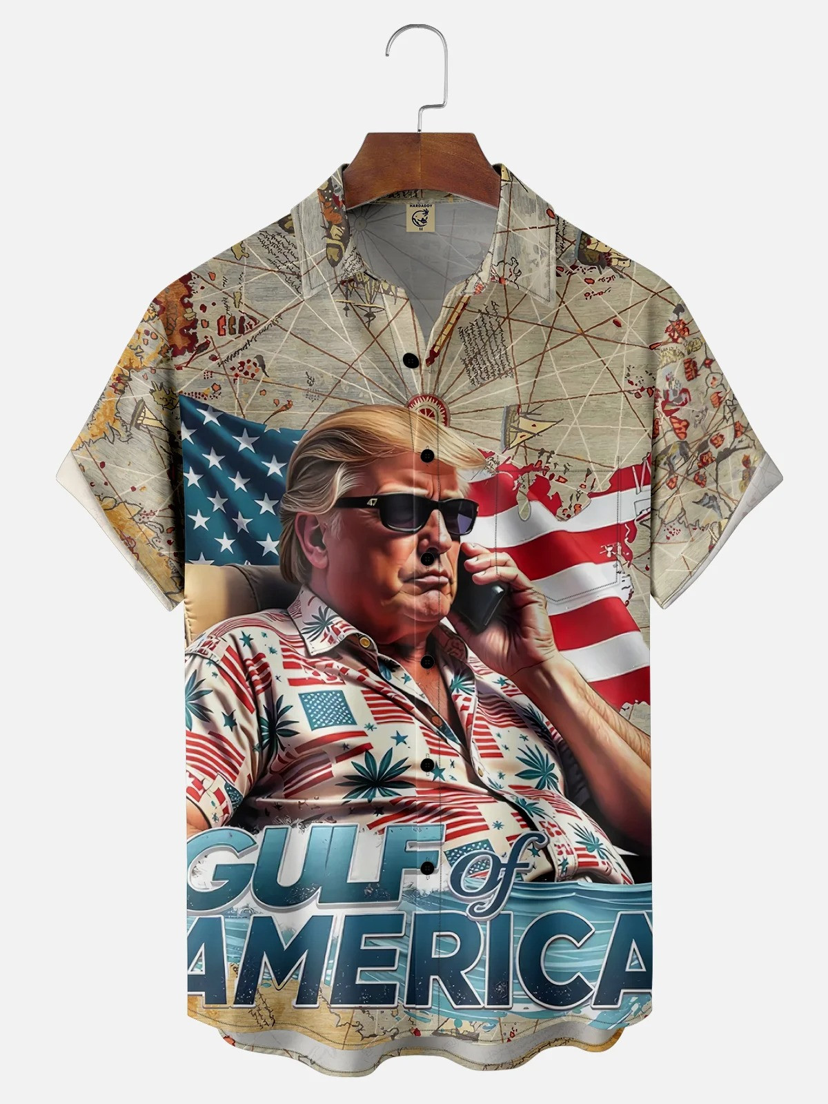 Trump Fun Art Great American Bay Chest Pocket Casual Shirt-1
