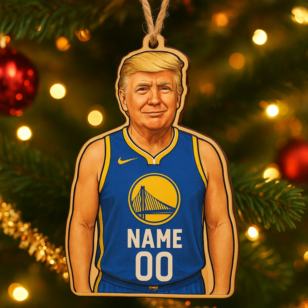 Trump Nba Golden State Warriors Wooden Christmas Ornament-1