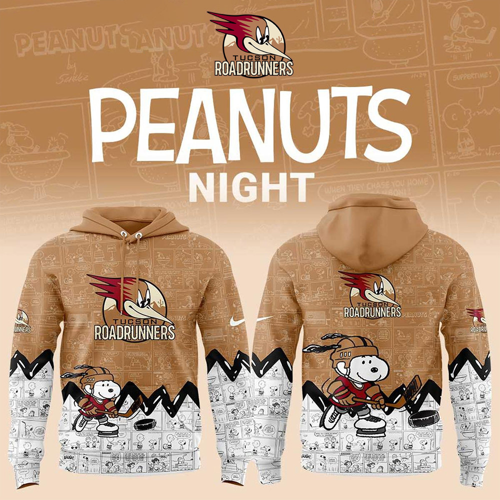 Tucson Roadrunners 75th Anniversary of Peanuts Hoodie Good Gifts For Hockey Fans-1