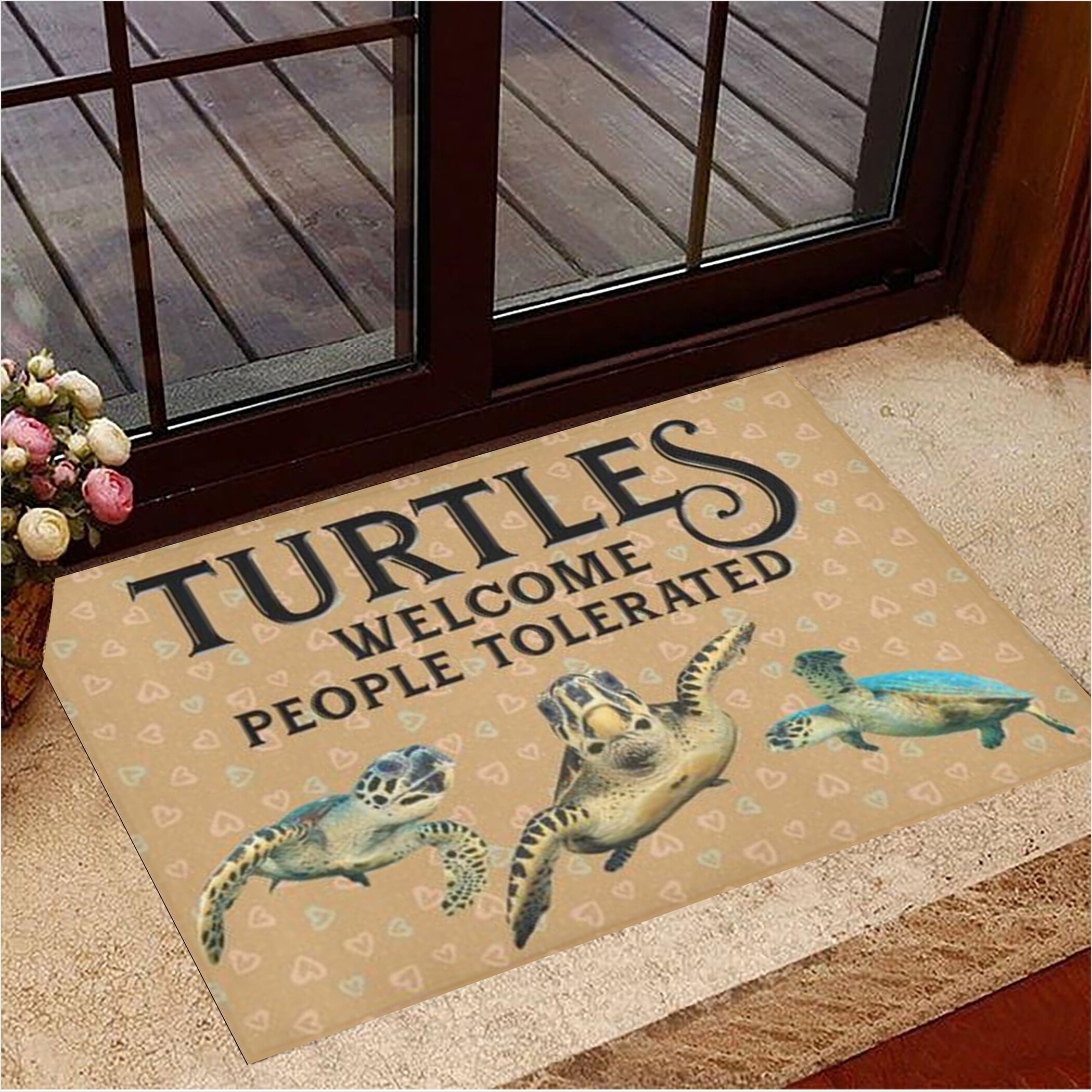 Turtles Welcome People Tolerated Doormat Cute Welcome Mats Gifts For Turtle Lovers-1