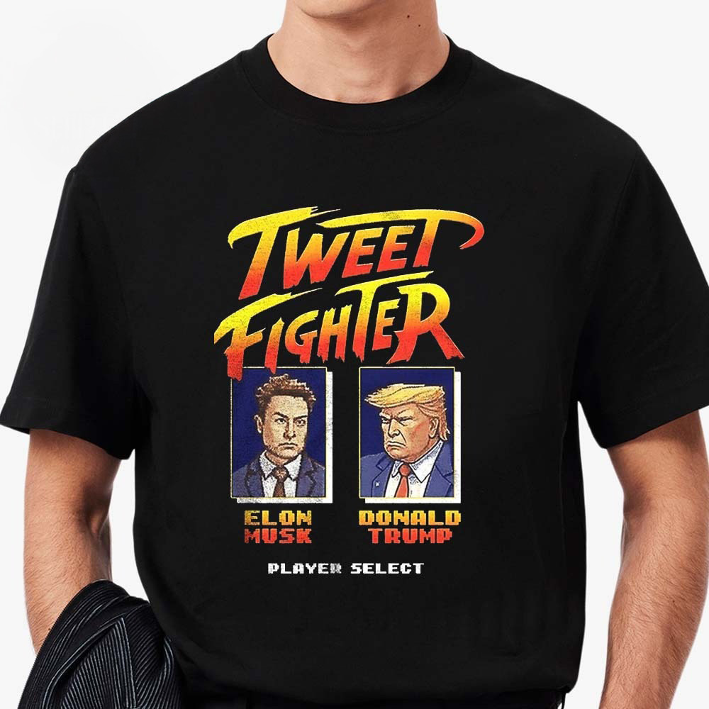 Tweet Fighter Elon Musk Vs Donald Trump Player T-Shirt Political Tees Gifts For Dad-1