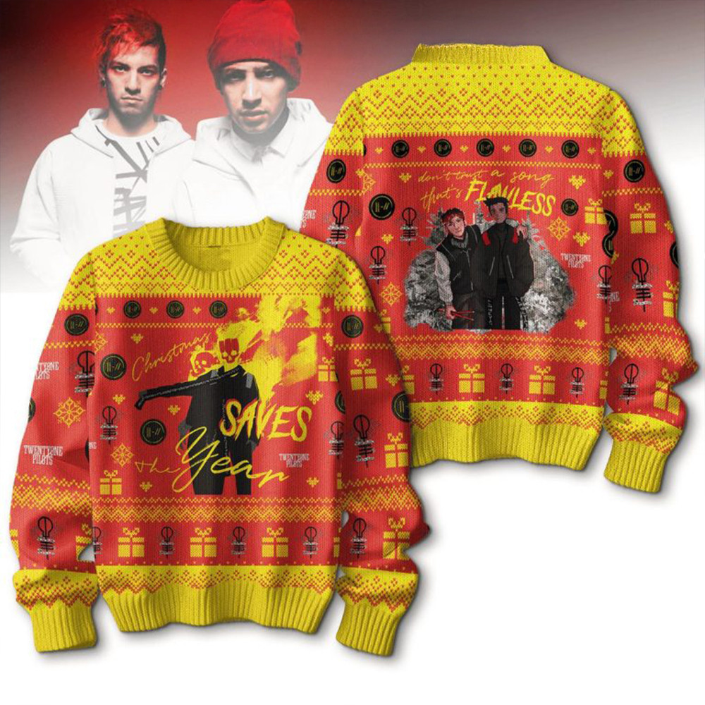 Twenty One Pilots Saves Year Flawless Christmas Ugly Sweater Gifts For Fans-1