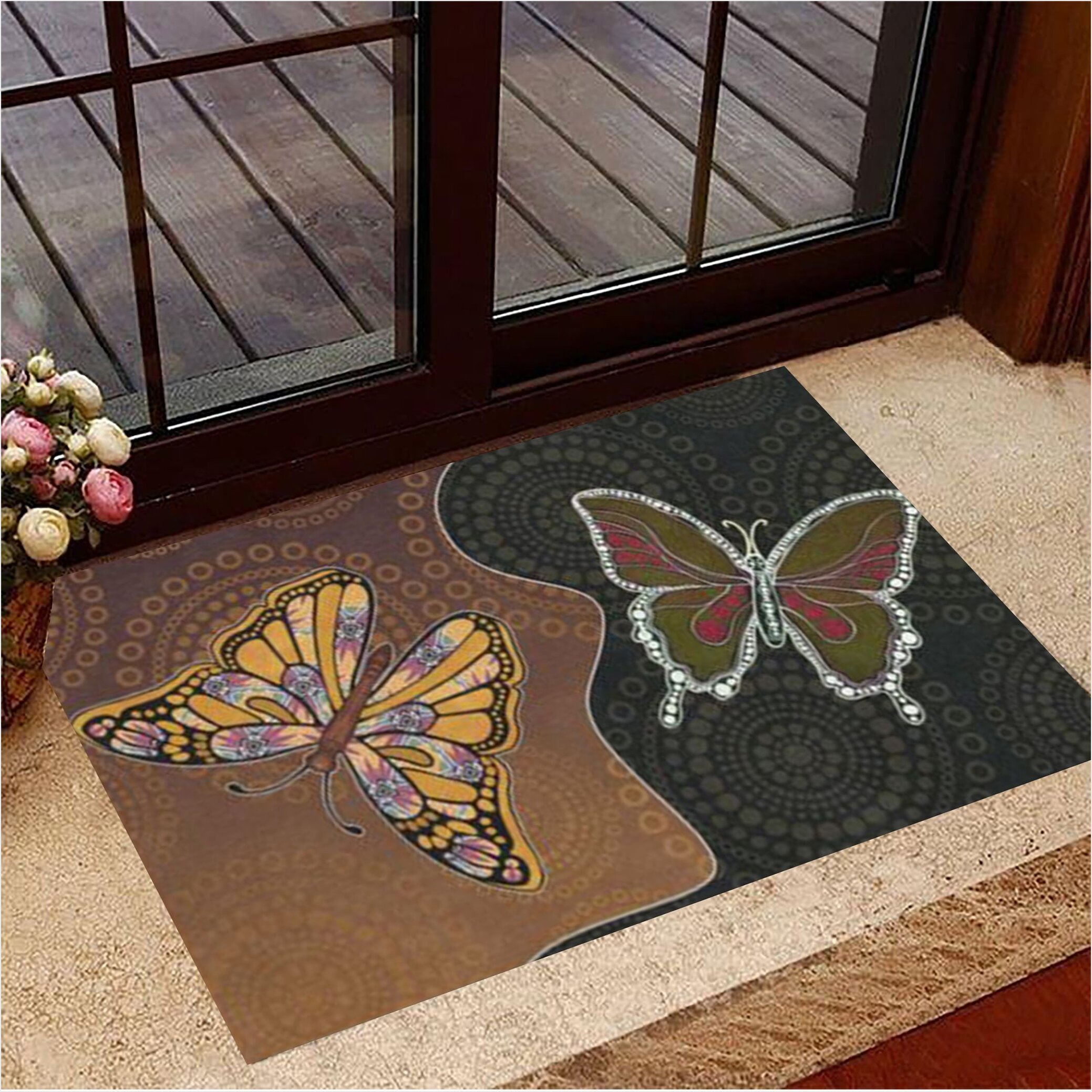 Two Dark Colors Butterfly Rubber Doormat Birthday Gifts For Friends Christmas Presents Ideas-1