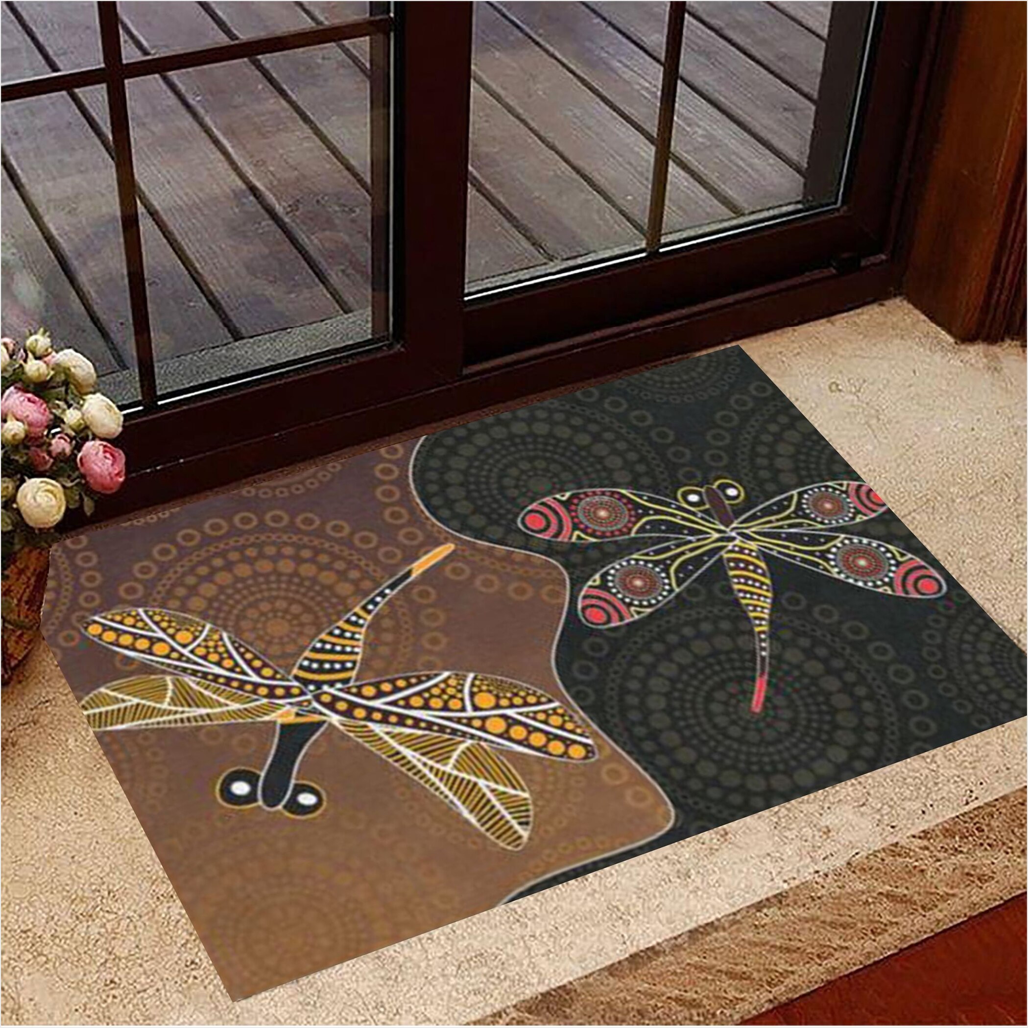 Two Dark Colors Dragonfly Rubber Doormat Birthday Gifts For Best Friend Christmas Presents-1
