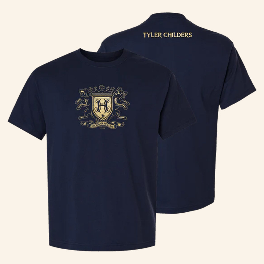 Tyler Childers Merch Hickman Holler Hunting Club Crest Navy T-Shirt Gifts For Friends-1
