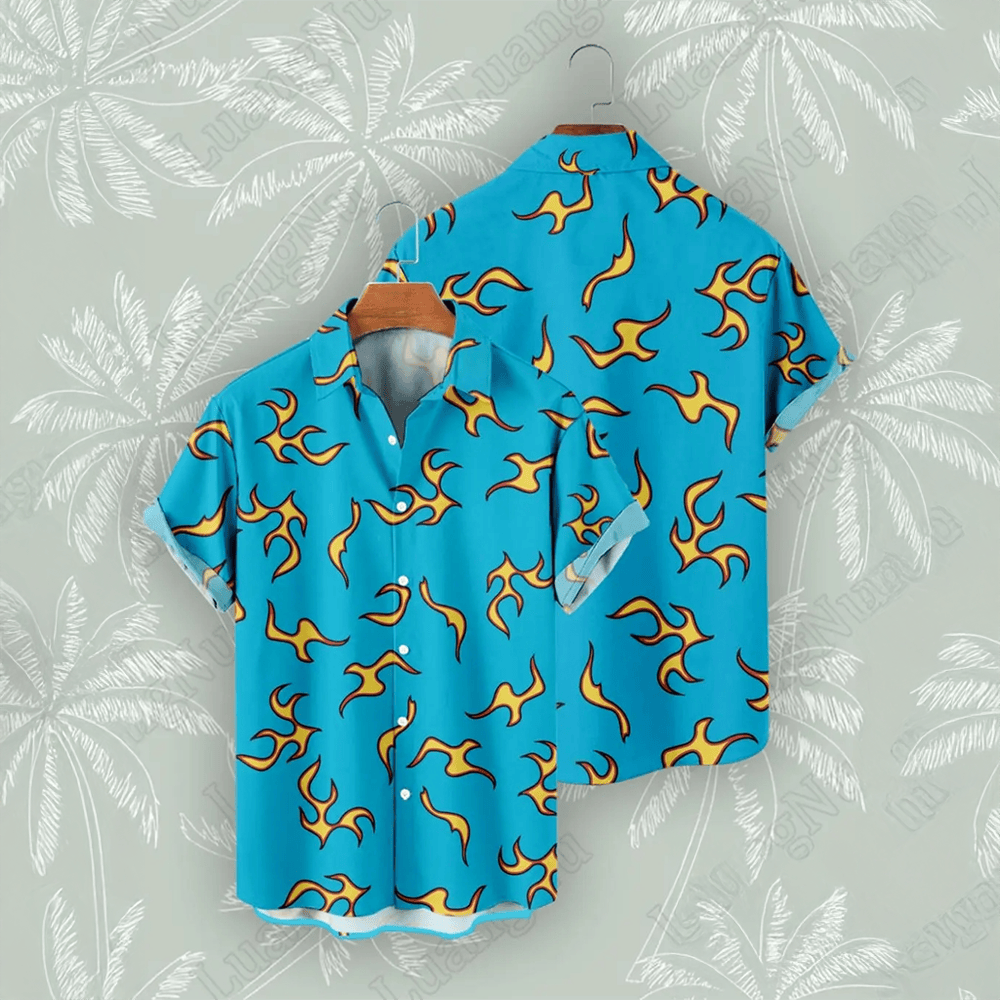 Tyler The Creator Cherry Bomb Hawaiian Golf Wang Flame Pattern Merch Gifts For Golf Dad-1