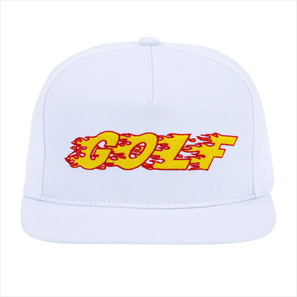 Tyler The Creator Merch Fire Golf Hat White Embroidered Golf Wang Merch Gifts For Husband-1