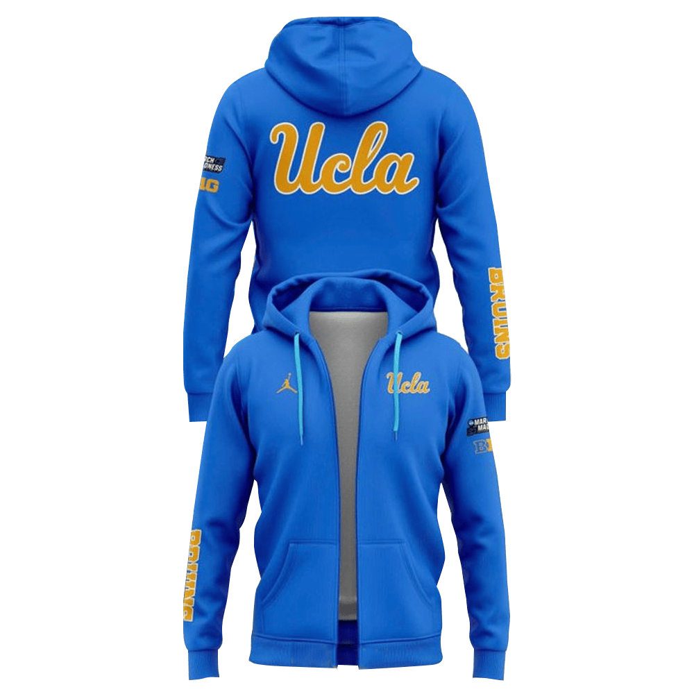 UCLA Bruins Women's Final Four 2024 Blue Zip-Up Hoodie UCLA Bruins Merch Father's Day Presents-1