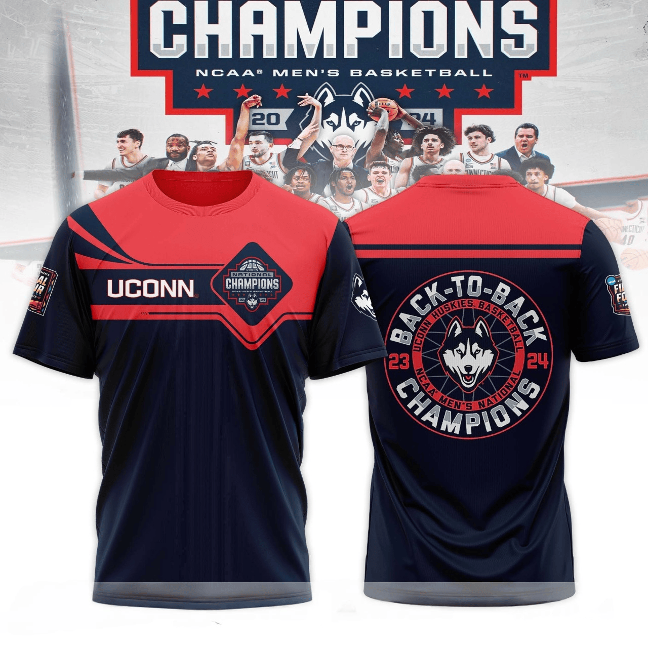 UConn Huskies 2024 NCAA Men's Basketball National Champions Shirt Gifts For Son-1