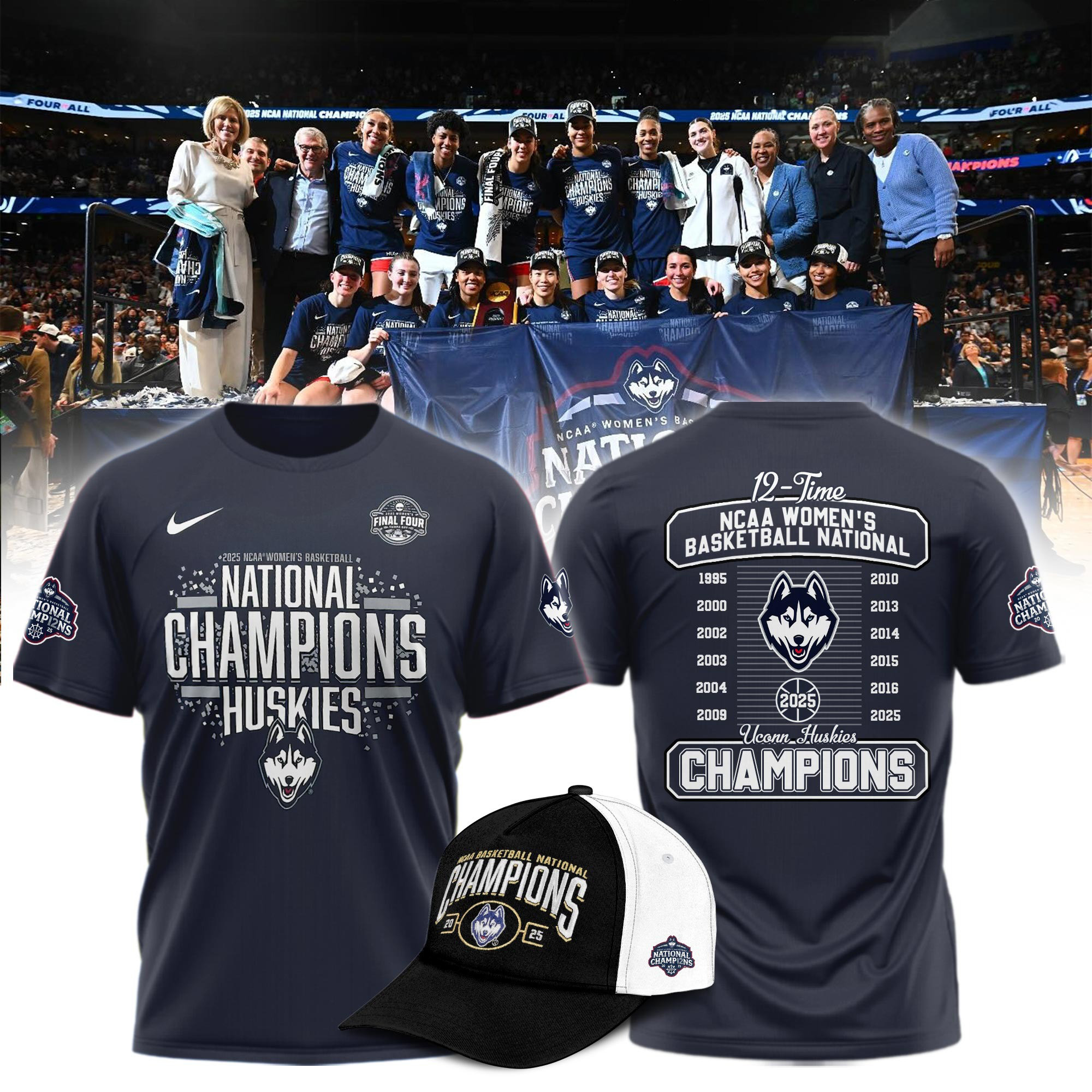 UConn Huskies 2025 NCAA Women's Basketball National Champions Shirt Gifts For Basketball Fan-1