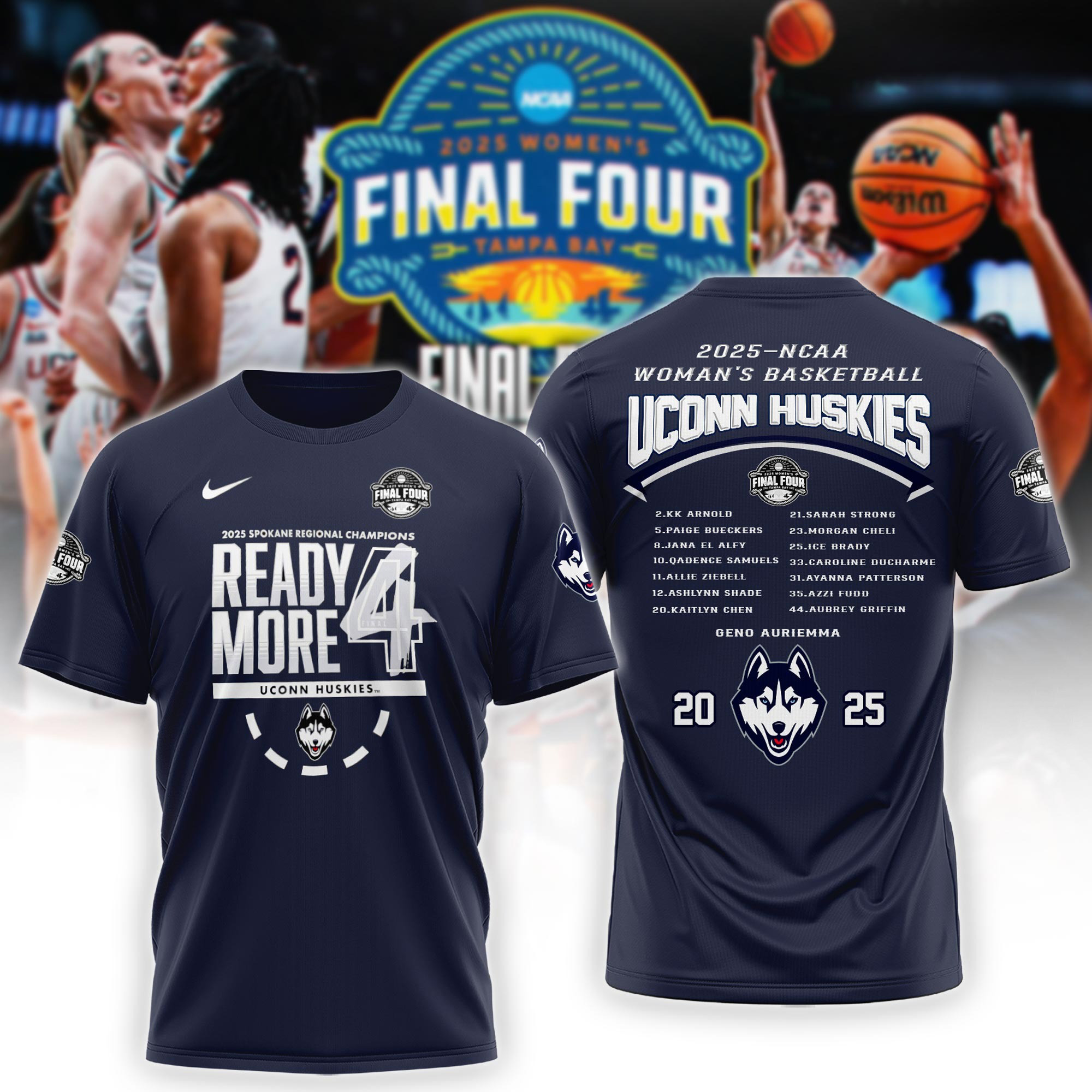 UConn Huskies 2025 NCAA Women's Basketball Tournament March Madness Final Four Shirt Fan Gift-1