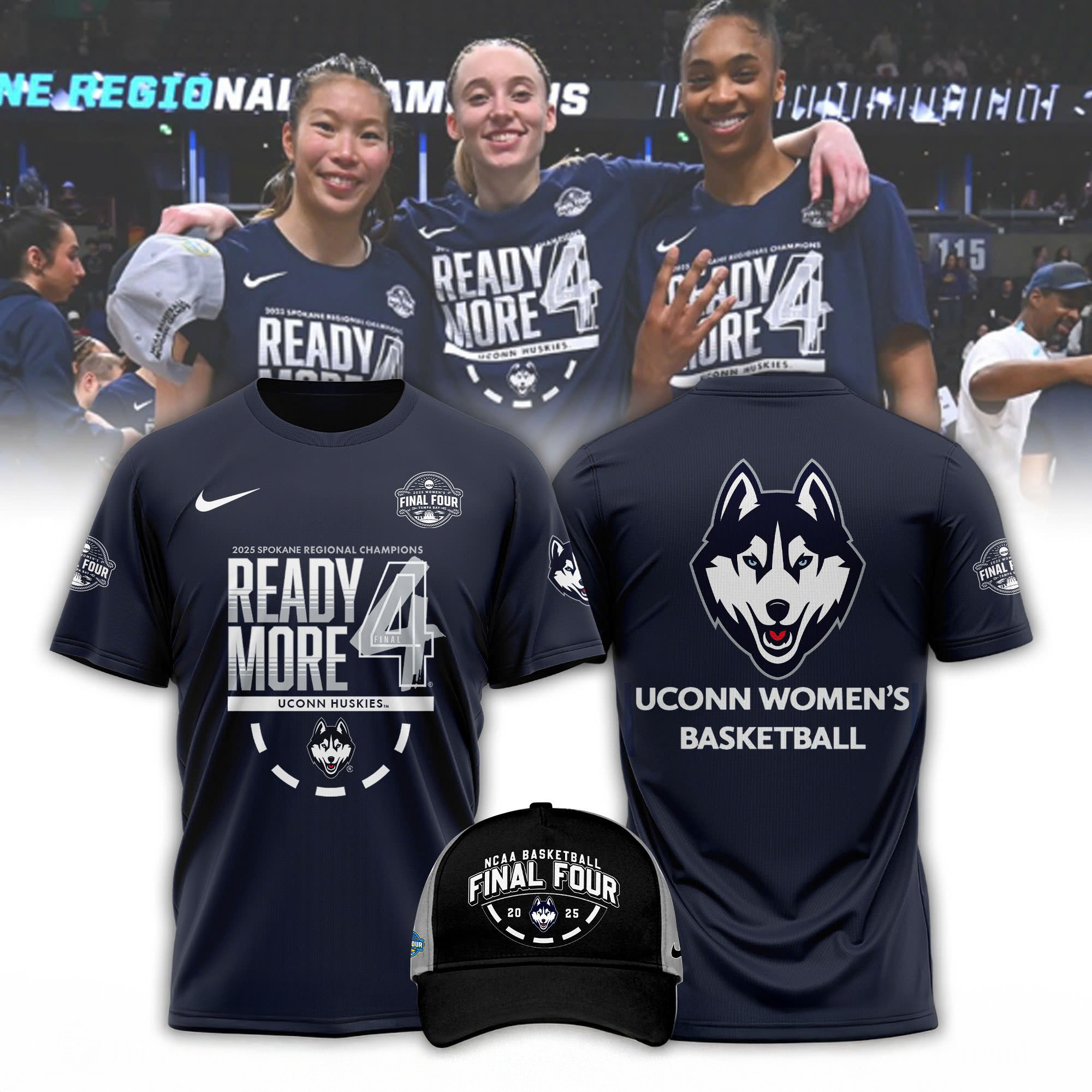 UConn Huskies 2025 NCAA Women's Basketball Tournament March Madness Final Four Shirt-1