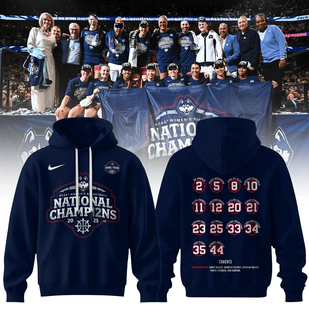 UConn Huskies Women's Basketball National Champions 2025 Hoodie UConn Merch Gifts For Fans-1