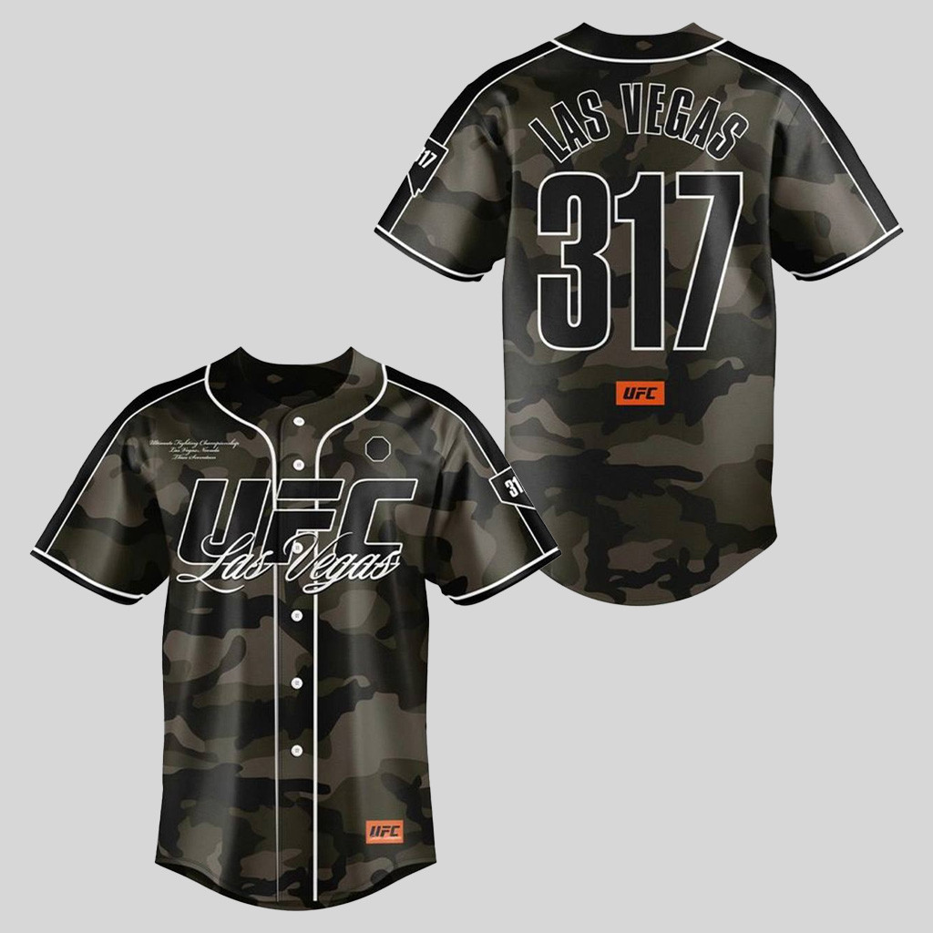 UFC 317 Camo Fashion Special Camo Baseball Jersey UFC Las Vegas Merch Gifts For Father-1