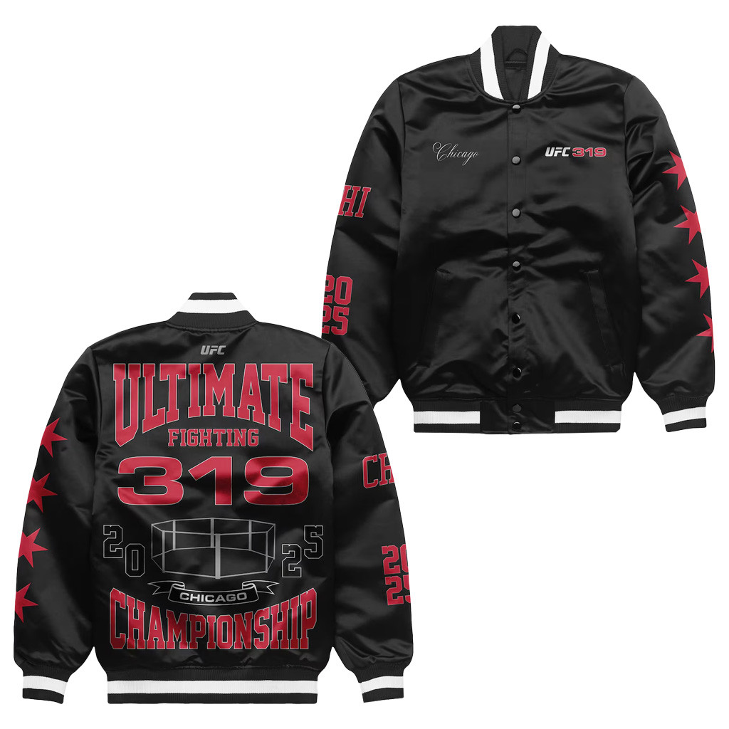 UFC 319 Merch Black UFC 319 Windy City Bomber Jacket Gifts For Husband-1