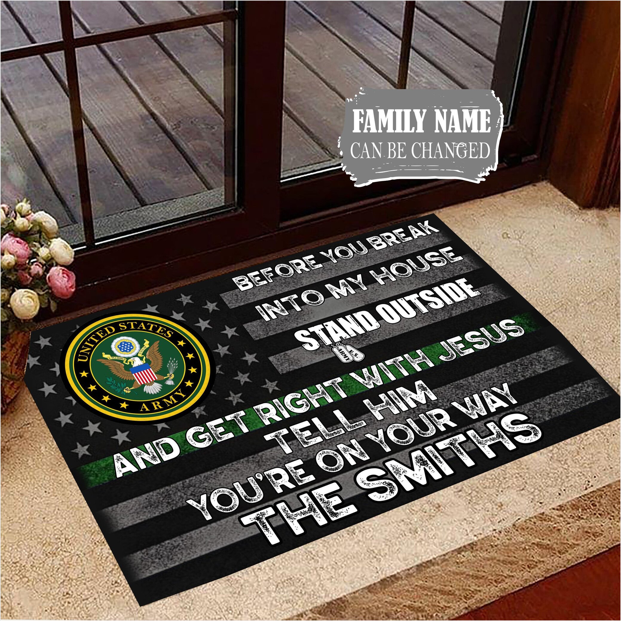 US Army Before You Break Into My House Doormat Merch Unique Gifts For Army Man Veterans-1