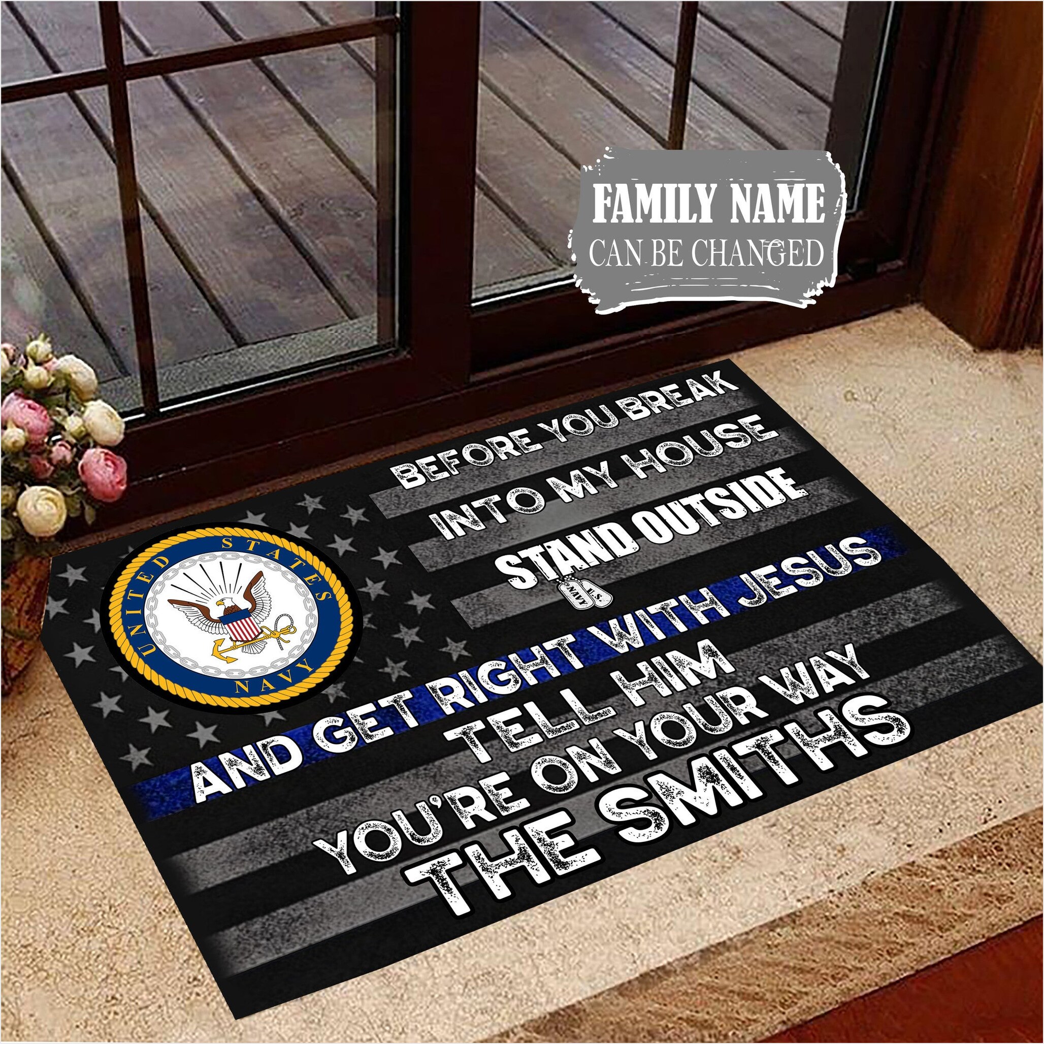 US Navy Before You Break Into My House Doormat US Navy Merchandise Veteran Gift Ideas-1