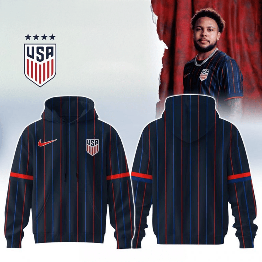 USA 2025 Heartbeat Away Stadium Hoodie Sentimental Father's Day Gifts-1