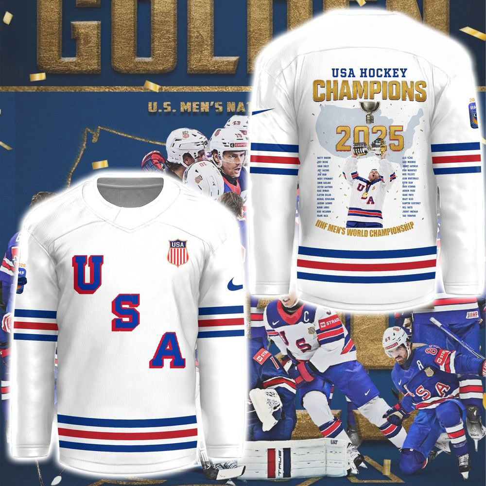 USA Hockey Champions 2025 IIHF World Championship Hockey Jersey Fathers Day Presents-1