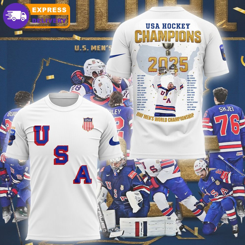 USA Hockey Champions 2025 IIHF World Championship T-Shirt Fathers Day Presents For Hockey Fan-1