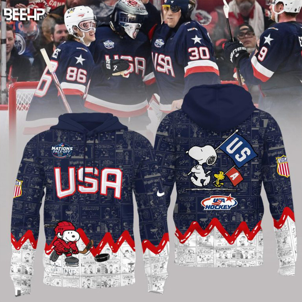 USA National Hockey Team 75th Anniversary Snoopy Peanuts Hoodie Hockey Fan Gifts-1