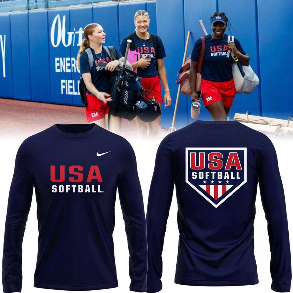 USA Softball Team 2025 Long Sleeve Shirt Gifts For Softball Fans-1