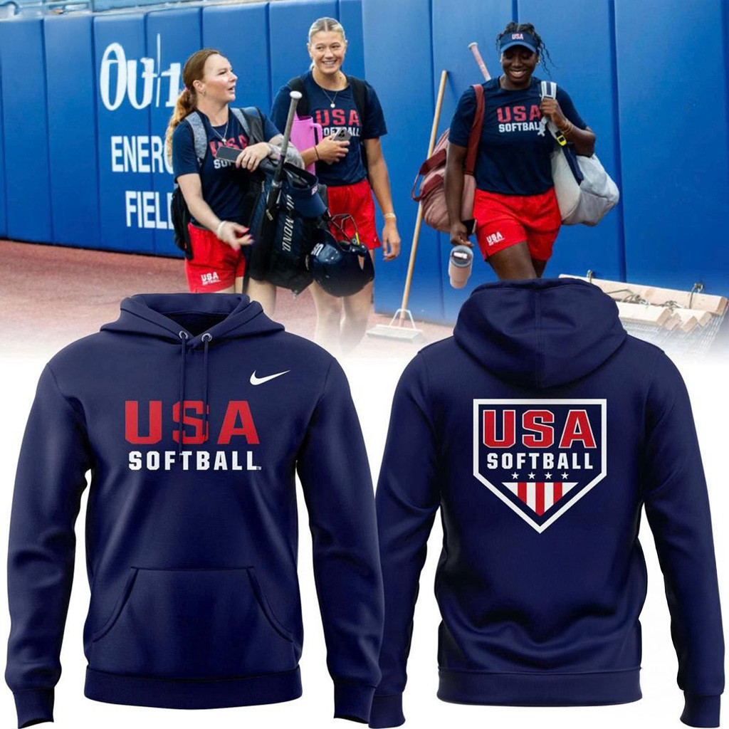 USA Softball Team 2025 Navy Hoodie Gifts For Softball Lovers-1