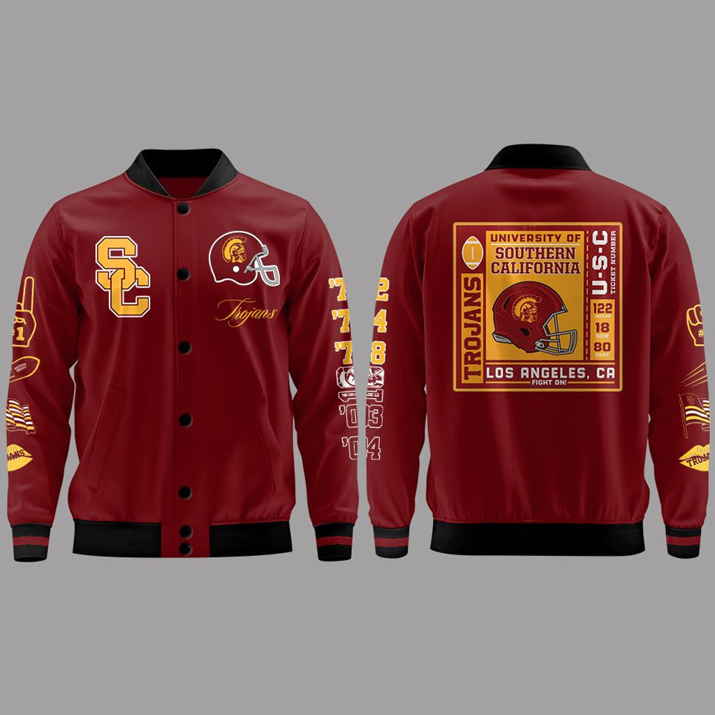 USC Trojans Football 2025 Baseball Jacket USC Trojans Merch Gifts For Football Fan-1